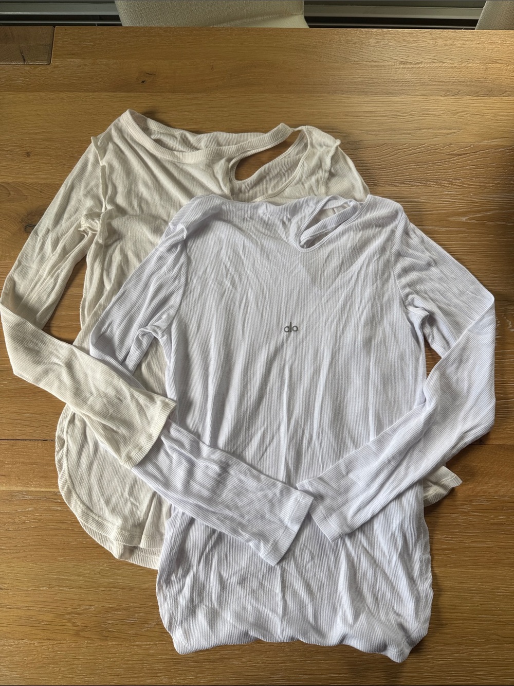 ALO Yoga Long-Sleeve Ribbed Tops in White and Cream (2)